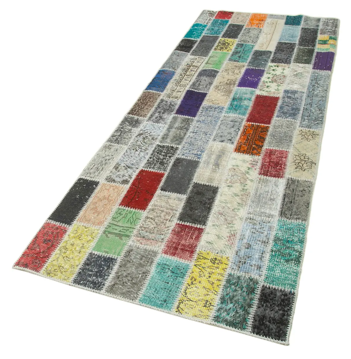 Patchwork Multi Pamuk Üzerine Yün El Dokuma Kilim-096x269 - Görsel 3