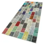 Patchwork Multi Pamuk Üzerine Yün El Dokuma Kilim-096x269 - Görsel 3