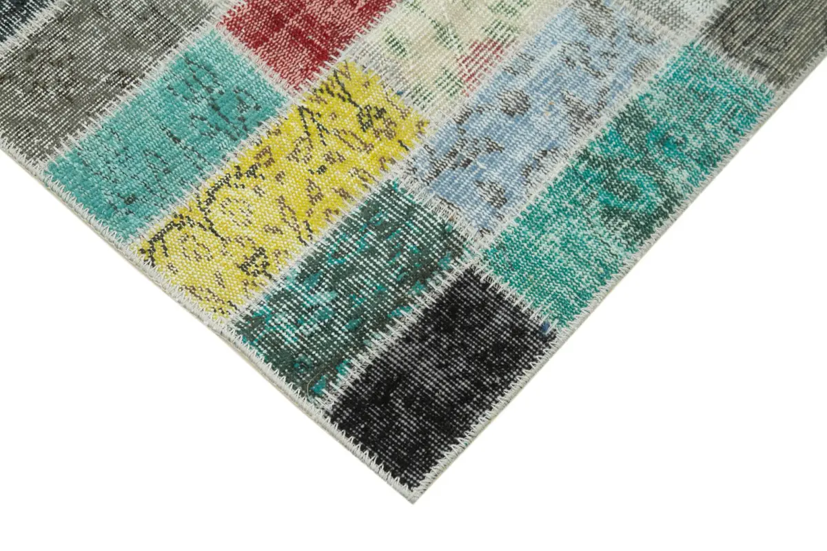 Patchwork Multi Pamuk Üzerine Yün El Dokuma Kilim-096x269 - Görsel 4