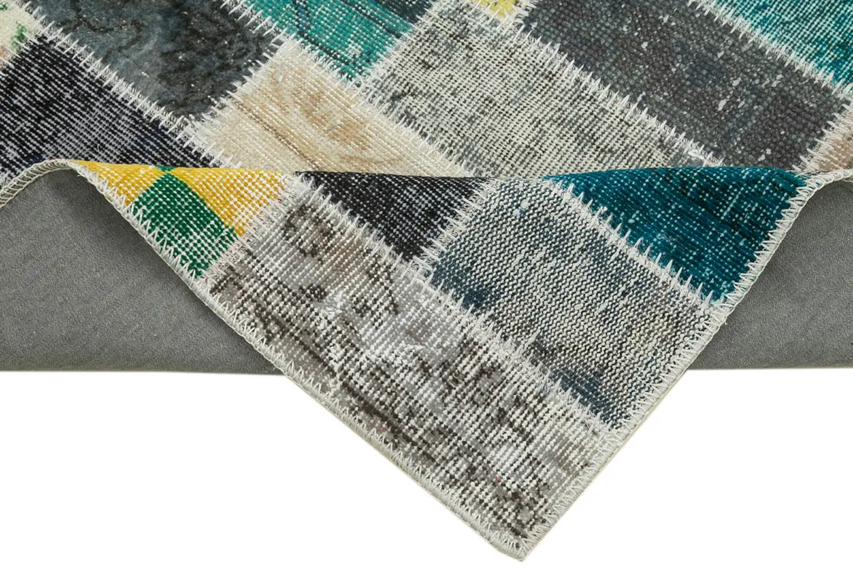 Patchwork Multi Pamuk Üzerine Yün El Dokuma Kilim-096x269 - Görsel 6