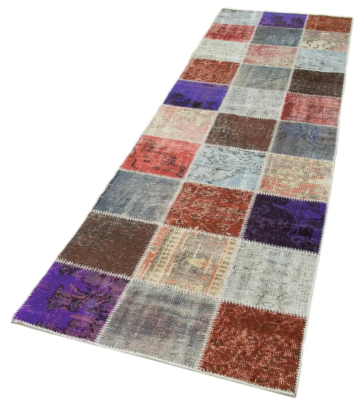 Patchwork Multi Pamuk Üzerine Yün El Dokuma Kilim-083x297 - Görsel 3