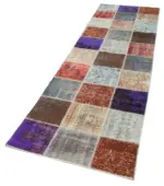 Patchwork Multi Pamuk Üzerine Yün El Dokuma Kilim-083x297 - Görsel 3
