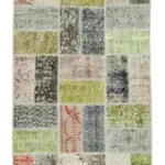 Patchwork Multi Pamuk Üzerine Yün El Dokuma Kilim-086x325
