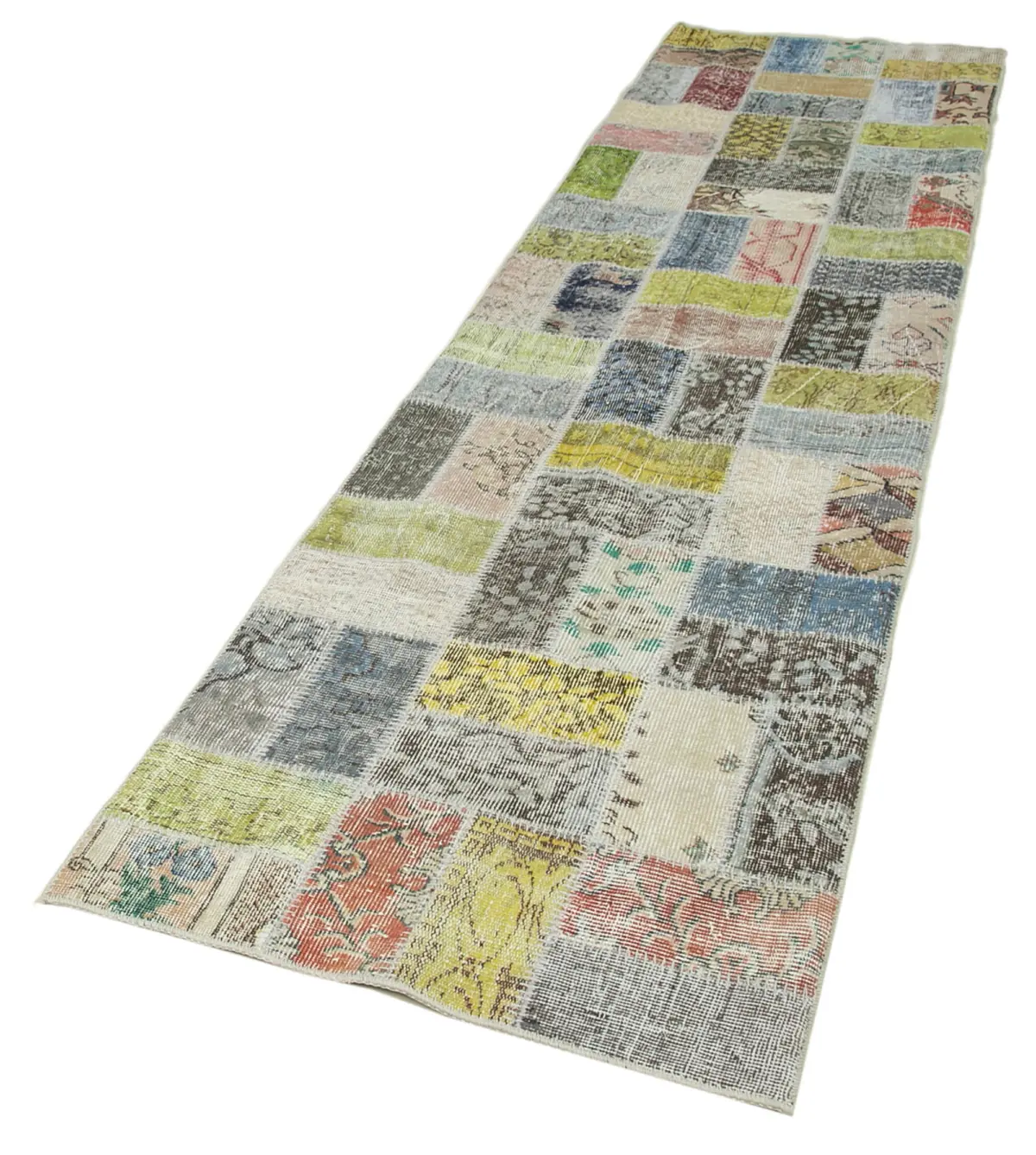 Patchwork Multi Pamuk Üzerine Yün El Dokuma Kilim-086x325 - Görsel 3