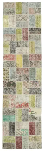 Patchwork Multi Pamuk Üzerine Yün El Dokuma Kilim-085x320