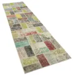 Patchwork Multi Pamuk Üzerine Yün El Dokuma Kilim-085x320 - Görsel 2
