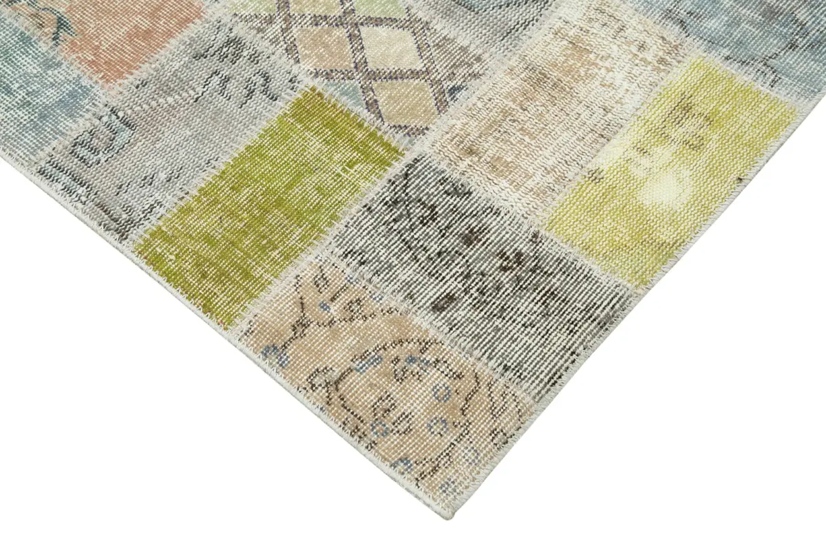 Patchwork Multi Pamuk Üzerine Yün El Dokuma Kilim-085x320 - Görsel 4