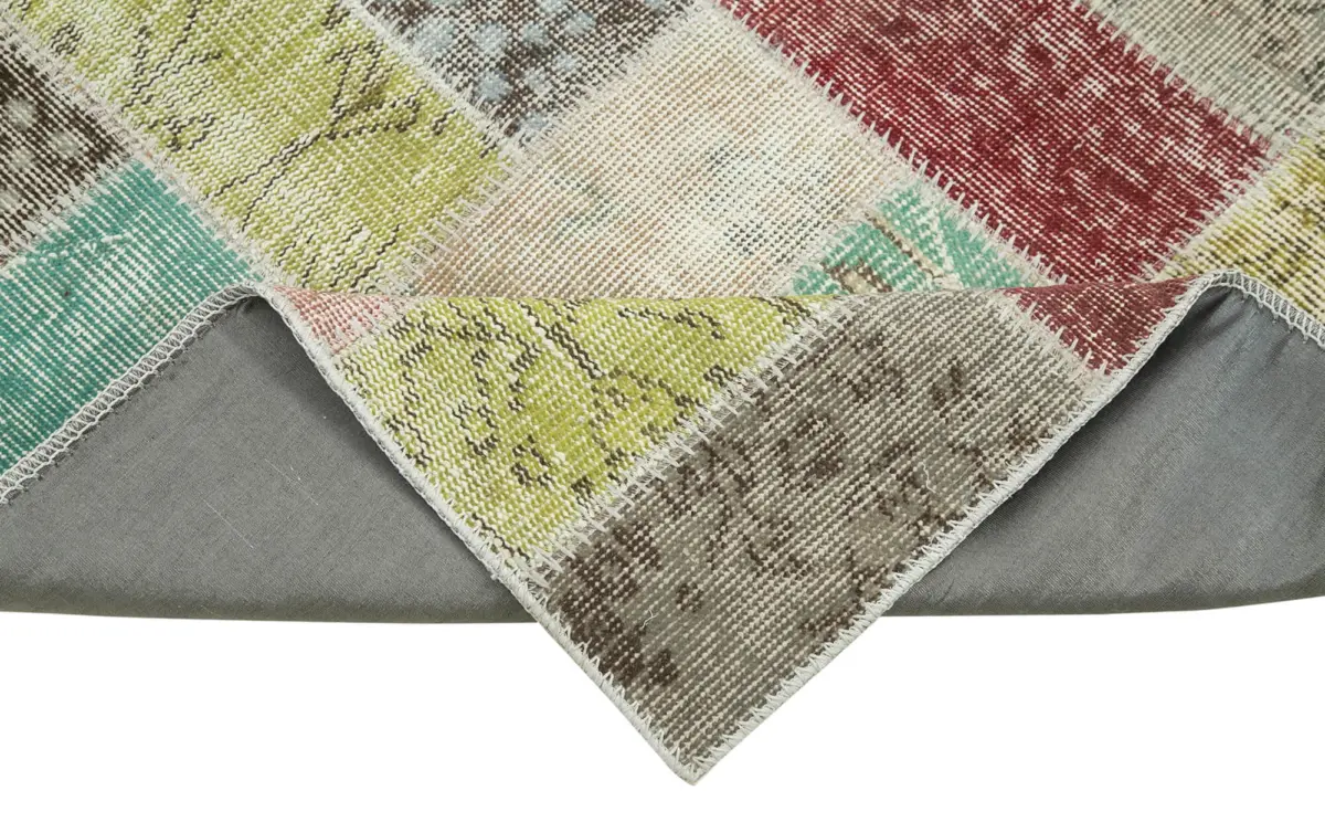 Patchwork Multi Pamuk Üzerine Yün El Dokuma Kilim-085x320 - Görsel 6