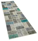 Patchwork Multi Pamuk Üzerine Yün El Dokuma Kilim-085x293 - Görsel 2