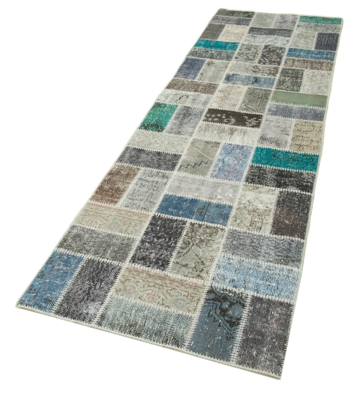 Patchwork Multi Pamuk Üzerine Yün El Dokuma Kilim-085x293 - Görsel 3
