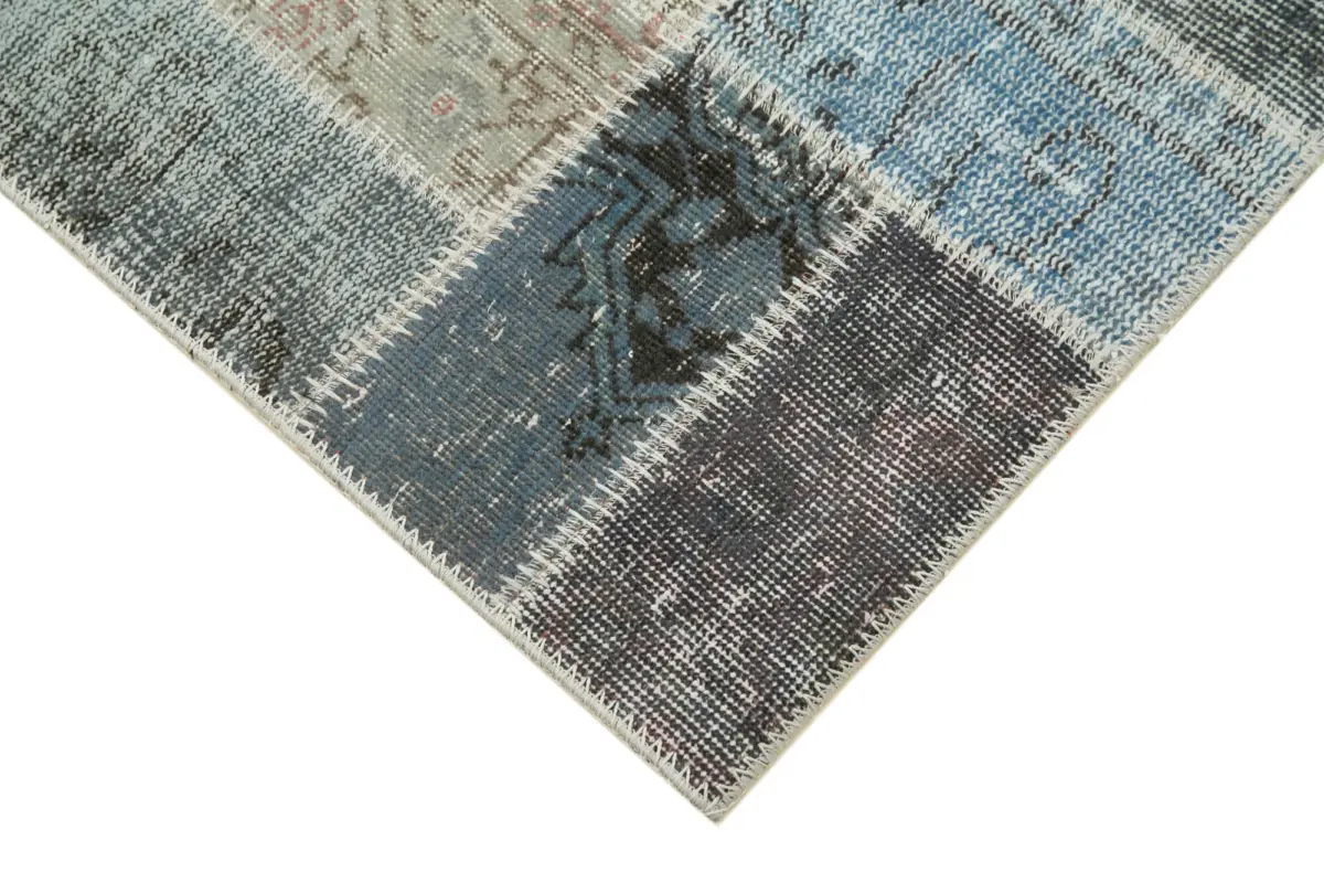 Patchwork Multi Pamuk Üzerine Yün El Dokuma Kilim-085x293 - Görsel 4