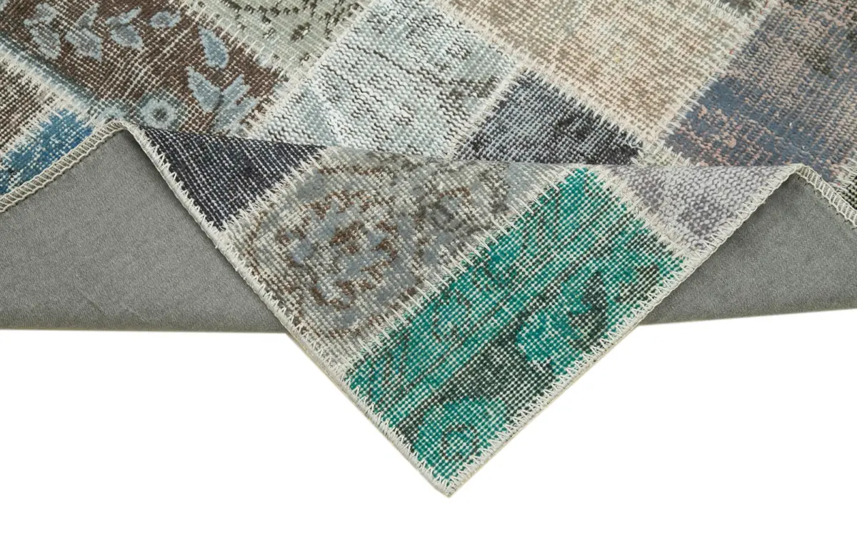 Patchwork Multi Pamuk Üzerine Yün El Dokuma Kilim-085x293 - Görsel 6