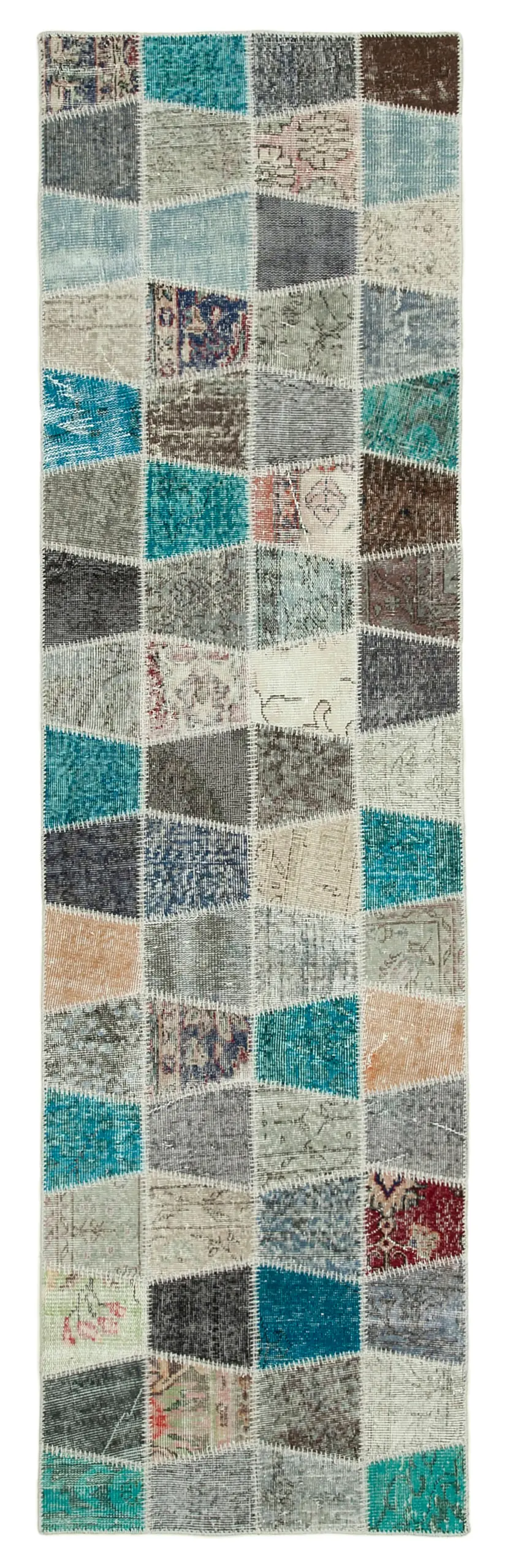 Rc_37777_0_Multicolor_Runner_Patchwork_Rugs Patchwork Multi Pamuk Üzerine Yün El Dokuma Kilim-087x309 - Görsel 1