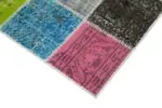 Patchwork Multi Pamuk Üzerine Yün El Dokuma Kilim-083x297 - Görsel 4