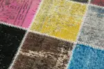 Patchwork Multi Pamuk Üzerine Yün El Dokuma Kilim-083x297 - Görsel 5