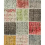 Patchwork Multi Pamuk Üzerine Yün El Dokuma Kilim-085x295