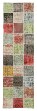 Patchwork Multi Pamuk Üzerine Yün El Dokuma Kilim-085x295