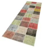 Patchwork Multi Pamuk Üzerine Yün El Dokuma Kilim-085x295 - Görsel 3