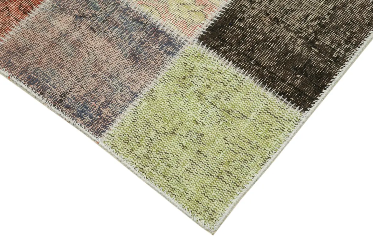 Patchwork Multi Pamuk Üzerine Yün El Dokuma Kilim-085x295 - Görsel 4