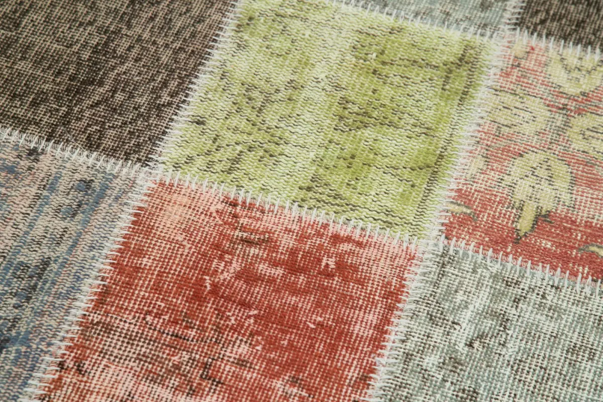 Patchwork Multi Pamuk Üzerine Yün El Dokuma Kilim-085x295 - Görsel 5
