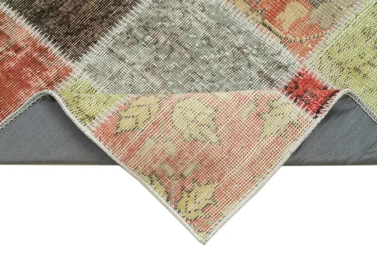 Patchwork Multi Pamuk Üzerine Yün El Dokuma Kilim-085x295 - Görsel 6