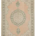 Kayseri Eskitme Bej Pamuk Üzerine Yün El Dokuma Halı-206x300