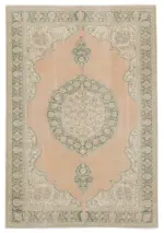 Kayseri Eskitme Bej Pamuk Üzerine Yün El Dokuma Halı-206x300