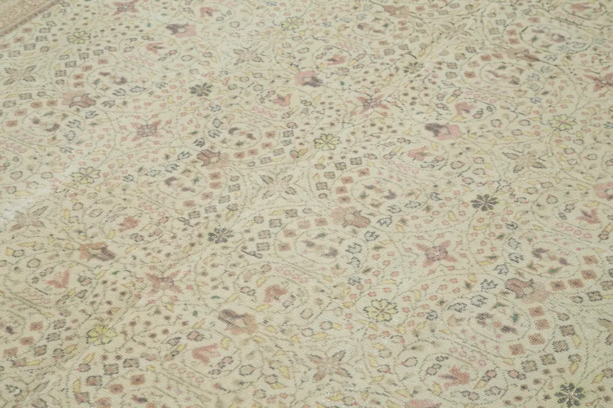 Kayseri Eskitme Bej Pamuk Üzerine Yün El Dokuma Halı-200x292 - Görsel 5