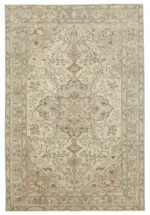 Kayseri Eskitme Bej Pamuk Üzerine Yün El Dokuma Halı-198x294