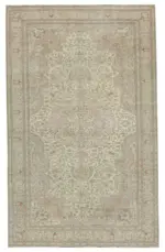 Kayseri Eskitme Bej Pamuk Üzerine Yün El Dokuma Halı-195x310