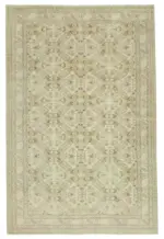 Kayseri Eskitme Bej Pamuk Üzerine Yün El Dokuma Halı-195x294