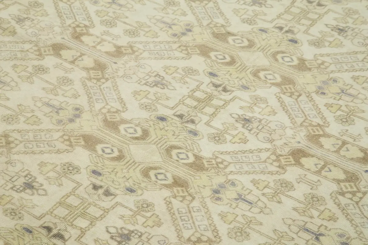 Kayseri Eskitme Bej Pamuk Üzerine Yün El Dokuma Halı-195x294 - Görsel 5