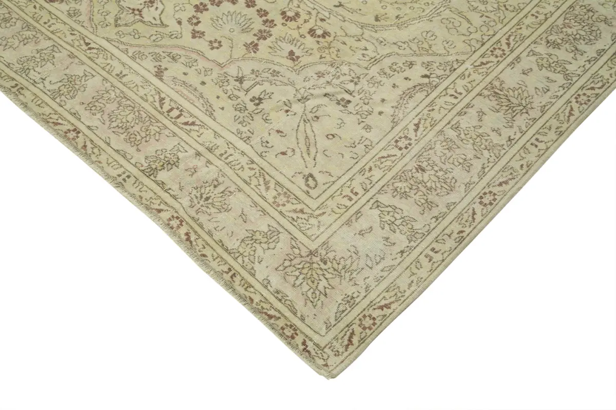 Kayseri Eskitme Bej Pamuk Üzerine Yün El Dokuma Halı-195x292 - Görsel 4