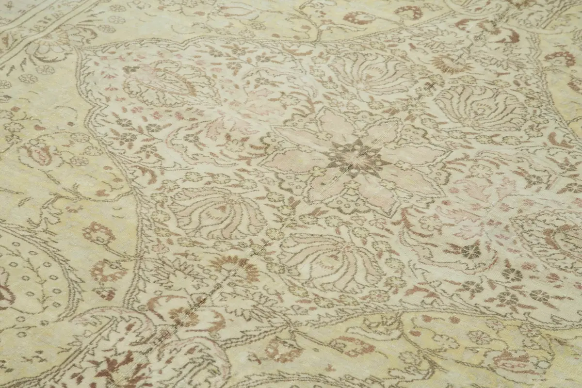 Kayseri Eskitme Bej Pamuk Üzerine Yün El Dokuma Halı-195x292 - Görsel 5