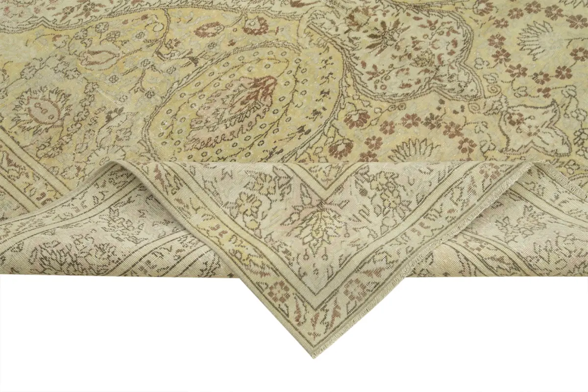 Kayseri Eskitme Bej Pamuk Üzerine Yün El Dokuma Halı-195x292 - Görsel 6