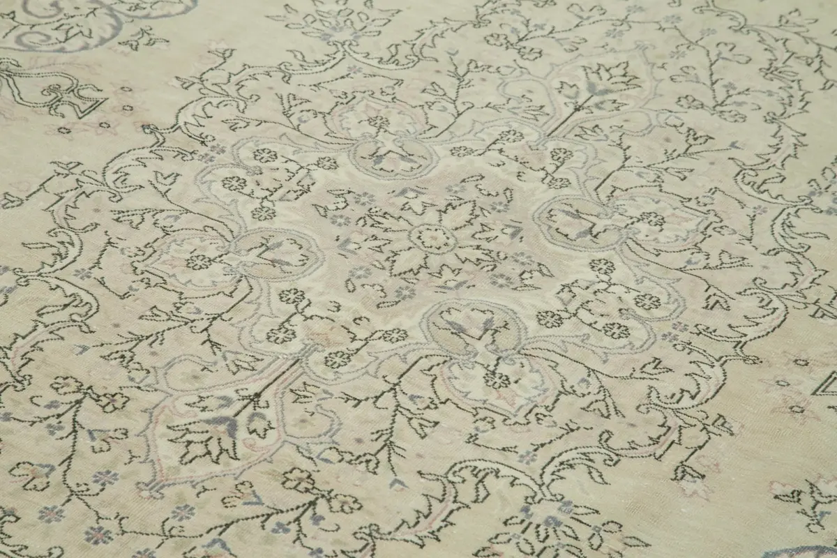 Kayseri Eskitme Bej Pamuk Üzerine Yün El Dokuma Halı-205x316 - Görsel 5