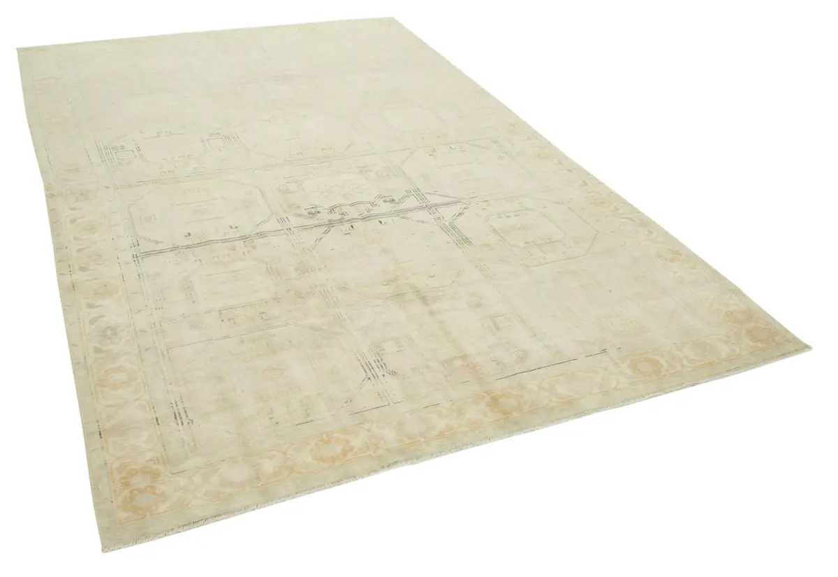 Kayseri Eskitme Bej Pamuk Üzerine Yün El Dokuma Halı-195x295 - Görsel 2