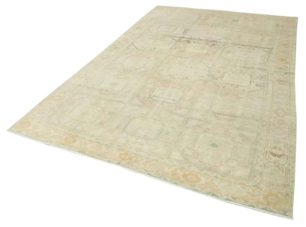 Kayseri Eskitme Bej Pamuk Üzerine Yün El Dokuma Halı-195x295 - Görsel 3