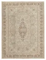 Kayseri Eskitme Bej Pamuk Üzerine Yün El Dokuma Halı-215x289