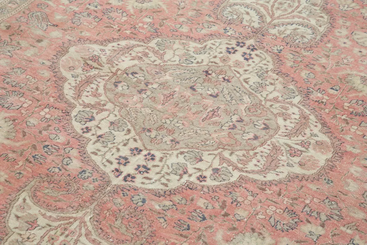 Kayseri Eskitme Bej Pamuk Üzerine Yün El Dokuma Halı-191x290 - Görsel 5