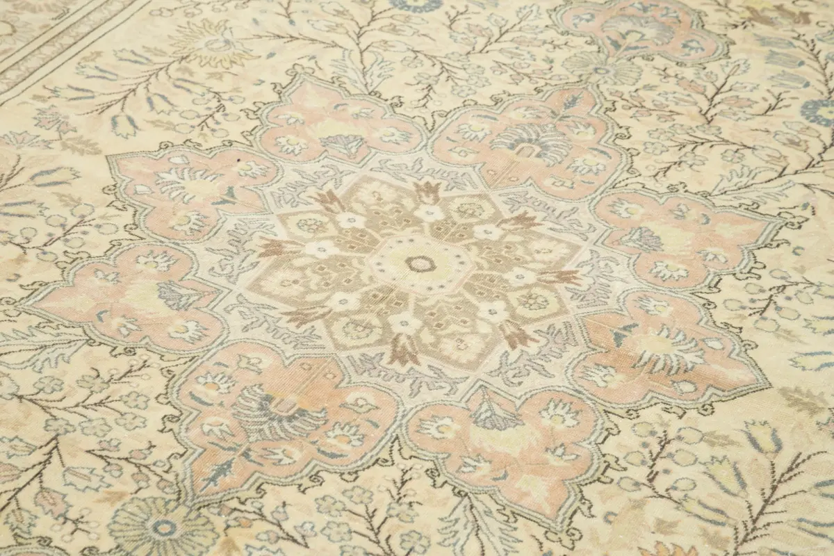 Kayseri Eskitme Bej Pamuk Üzerine Yün El Dokuma Halı-192x304 - Görsel 5