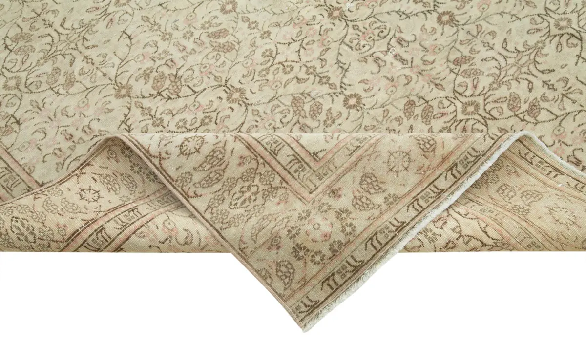 Kayseri Eskitme Bej Pamuk Üzerine Yün El Dokuma Halı-182x286 - Görsel 6