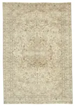 Kayseri Eskitme Bej Pamuk Üzerine Yün El Dokuma Halı-197x290