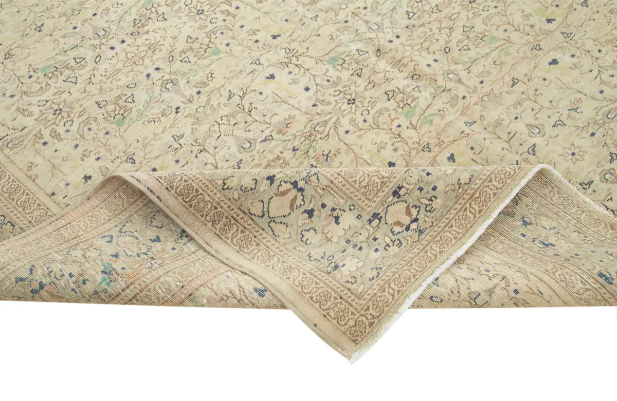 Kayseri Eskitme Bej Pamuk Üzerine Yün El Dokuma Halı-197x280 - Görsel 6