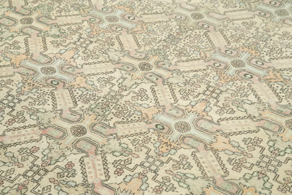 Kayseri Eskitme Bej Pamuk Üzerine Yün El Dokuma Halı-194x288 - Görsel 5