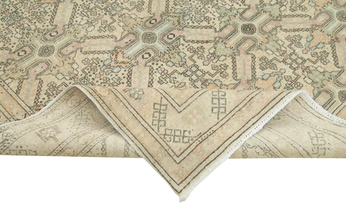 Kayseri Eskitme Bej Pamuk Üzerine Yün El Dokuma Halı-194x288 - Görsel 6