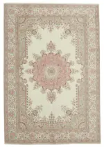 Kayseri Eskitme Bej Pamuk Üzerine Yün El Dokuma Halı-205x300