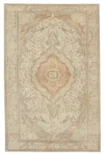 Kayseri Eskitme Bej Pamuk Üzerine Yün El Dokuma Halı-190x297