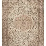 Kayseri Eskitme Bej Pamuk Üzerine Yün El Dokuma Halı-204x277