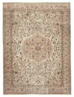 Kayseri Eskitme Bej Pamuk Üzerine Yün El Dokuma Halı-204x277